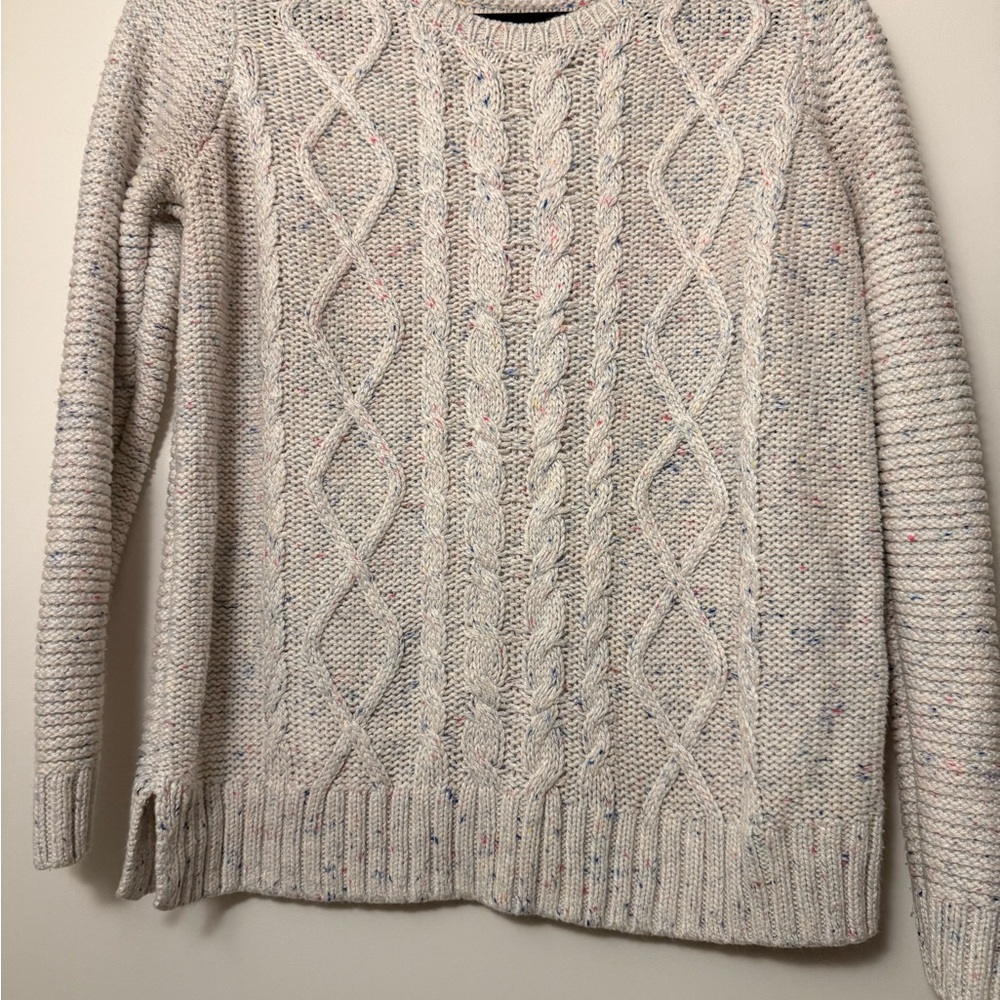 Sonoma Cream Cable Knit Speckled Crewneck Sweater